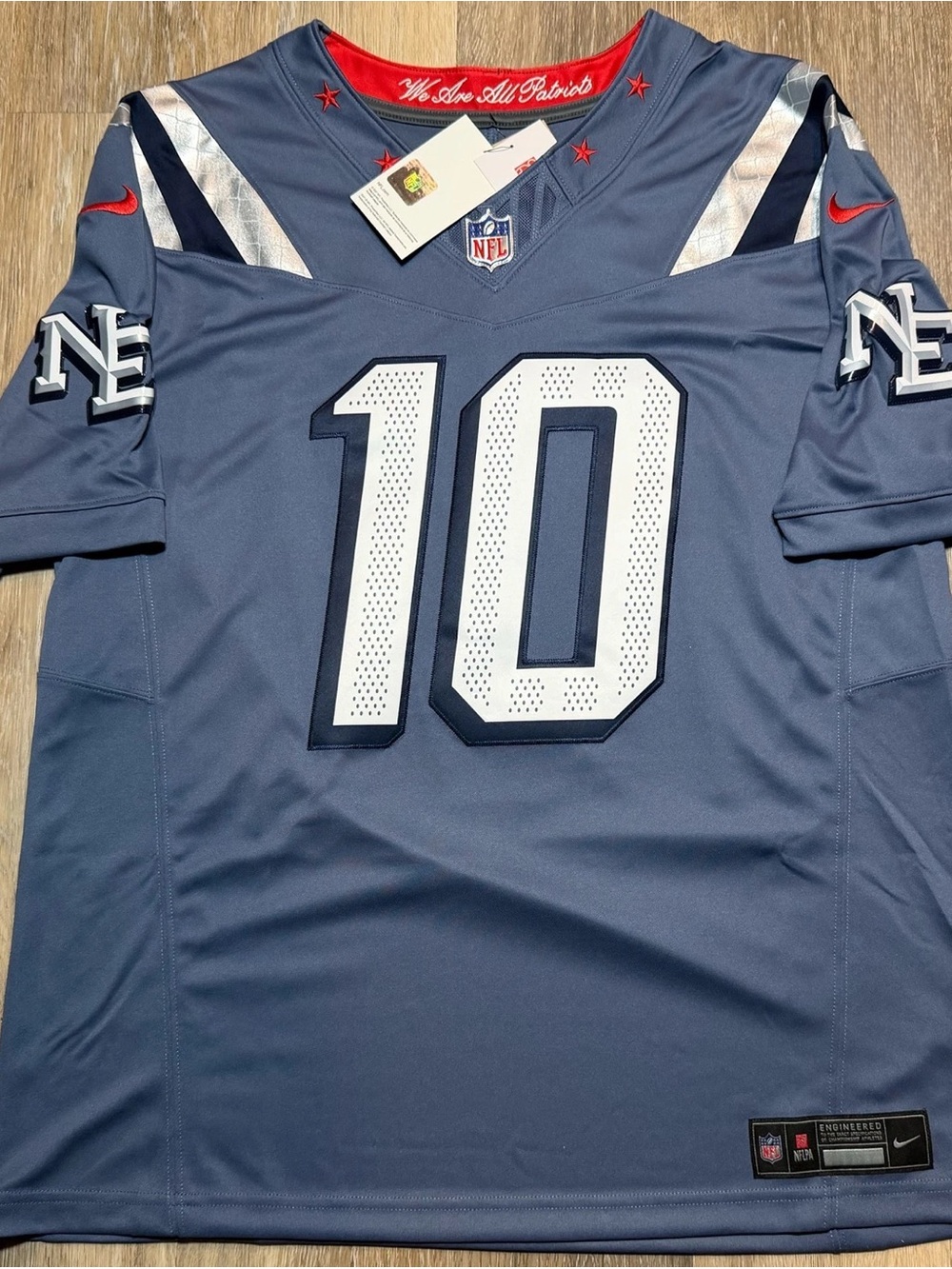 Drake Maye Stitched Jersey Storm Blue Vapor